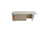 Nordure Mesa de Centro Flavio Mármol Travertino Tapa Cristal Templado Marco Melamina 105x30x65 cm